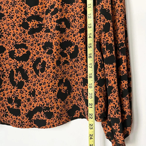 NWT Topshop Rust Brown Black Ruffle Long Sleeve Blouse Top Fall Career Office - Picture 10 of 12